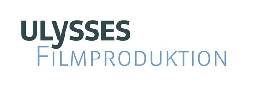 Ulysses Filmproduktion Logo, white background, grey and blue font.