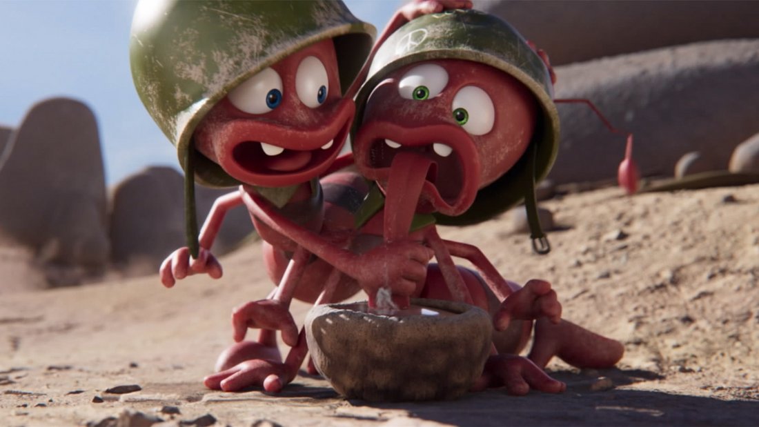 Ants Arnie and Barney fighting for water.