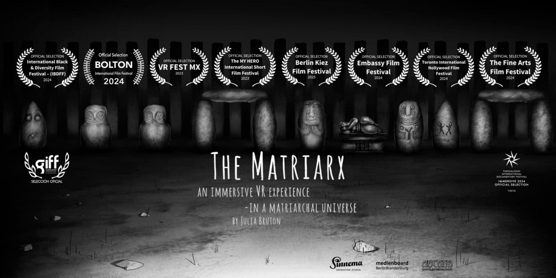 Poster 1 for the project. You can see a cave with stone formations and the title of the project: The Matriarx