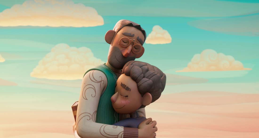 Still for The Light of Aisha - an elderly couple hugging.