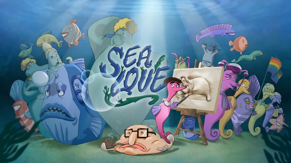 All the cast of the animated series "Sealove"