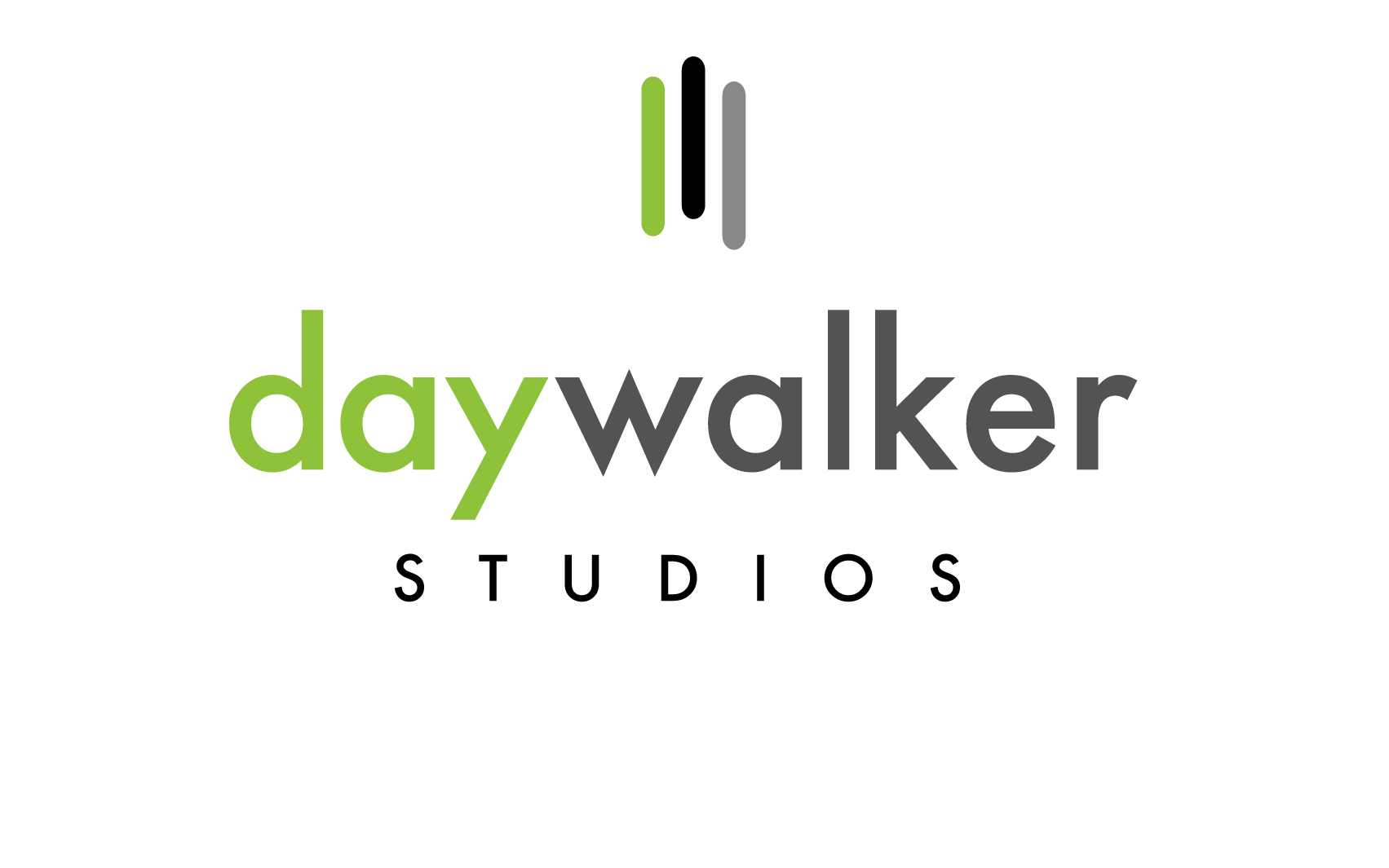 DAYWALKER Studios logo with modern green and gray design.