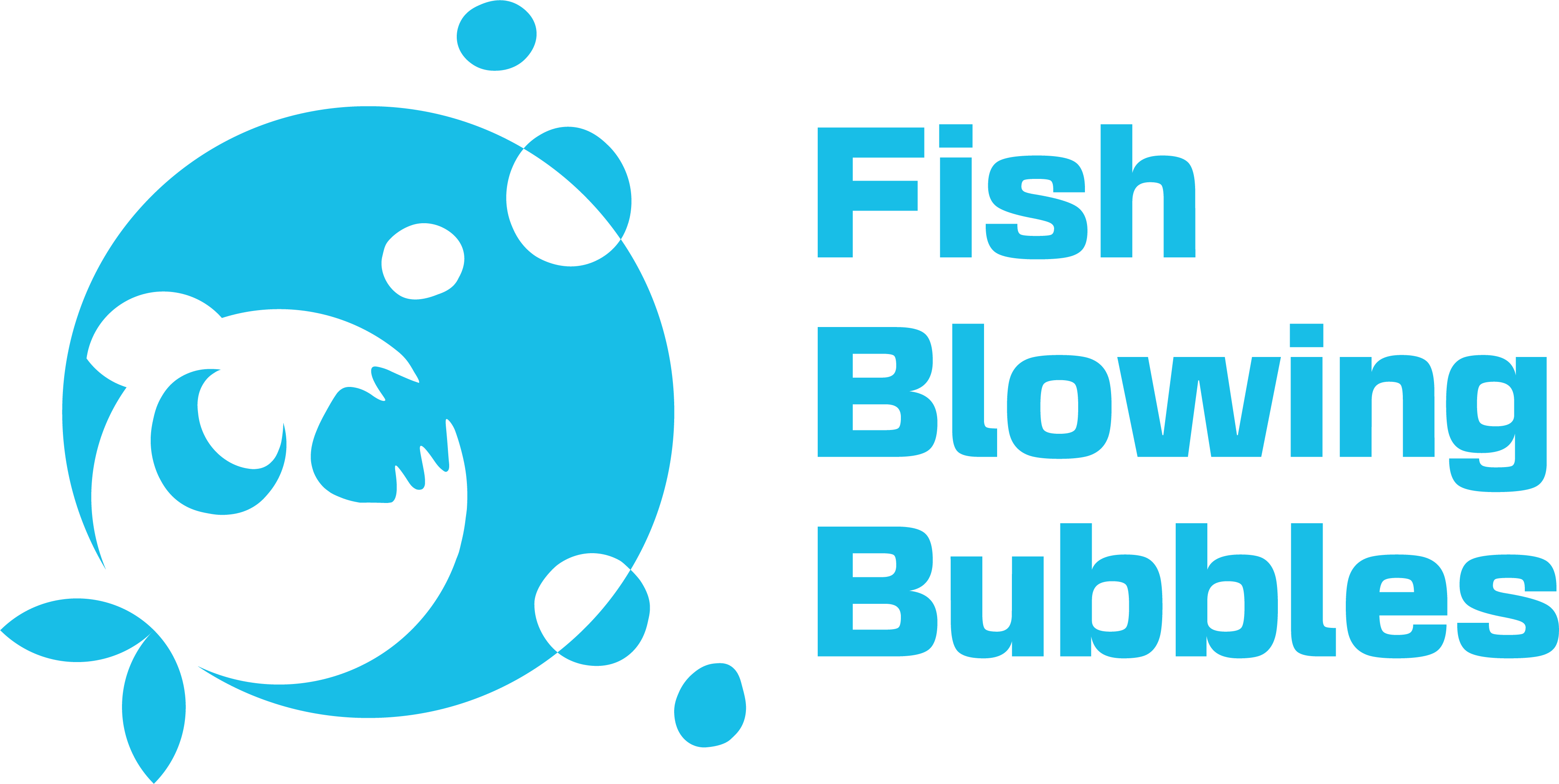 Fish Blowing Bubbles - Logo in light blue colour.