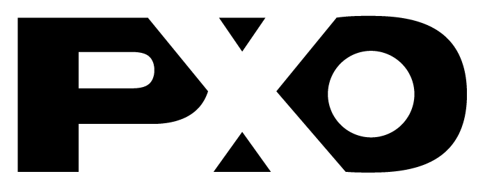 Pixomondo - Logo. Consisting of a black P & O with a white X inbetween.
