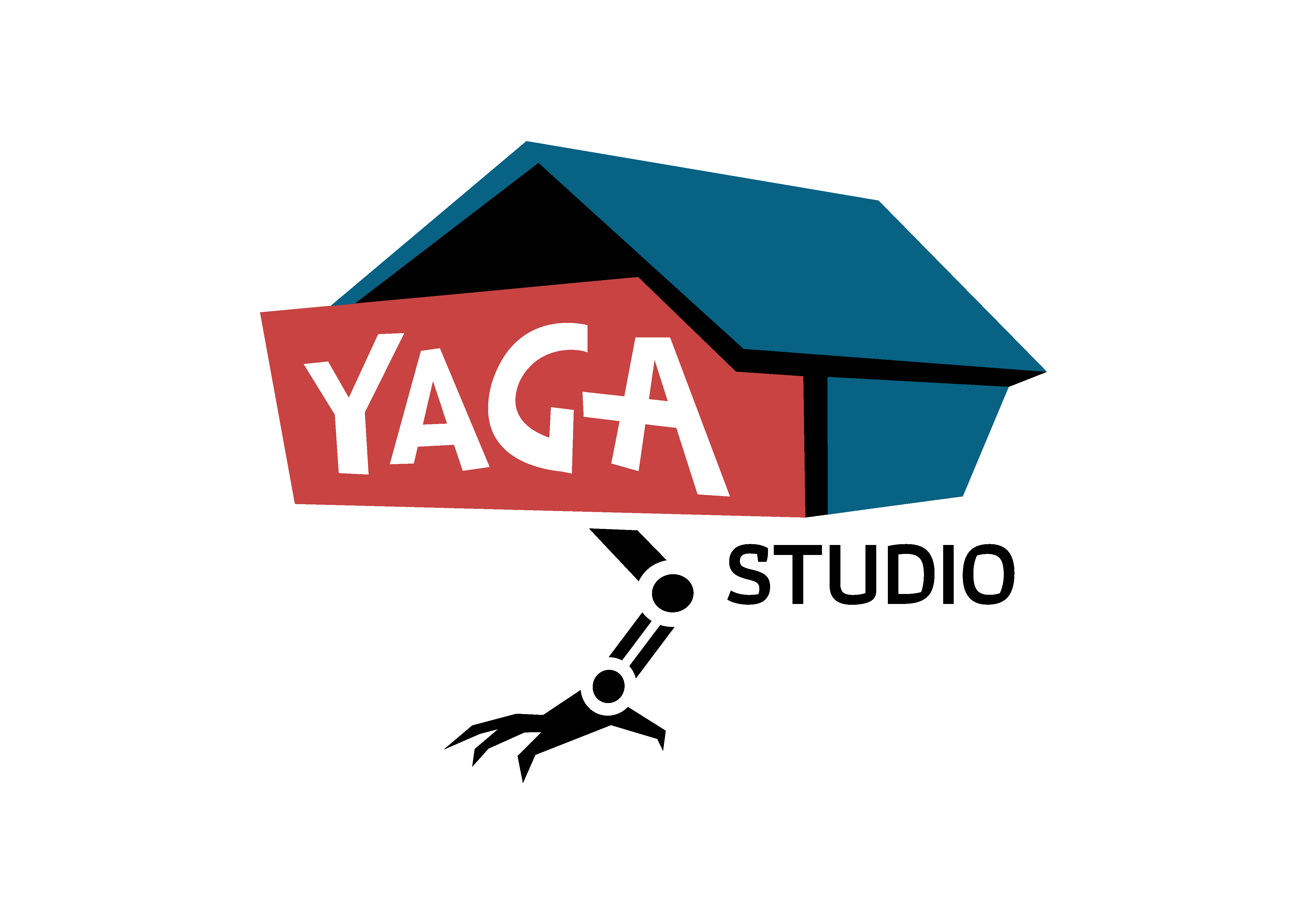 A hut with a chickenleg and words "Yaga Studio".